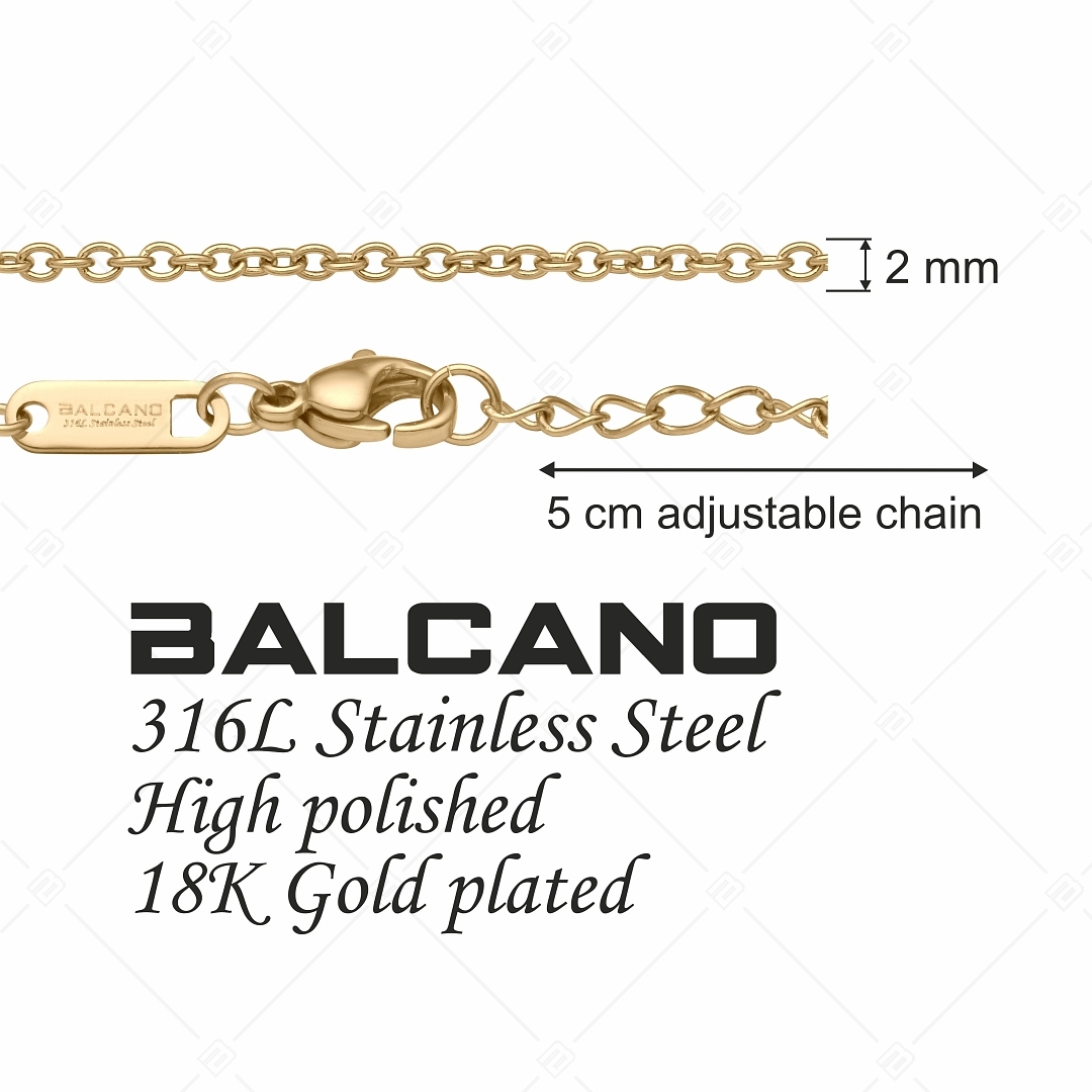 BALCANO - Cable Chain / Stainless Steel Cable Chain-Bracelet, 18K Gold Plated - 2 mm (441233BC88)