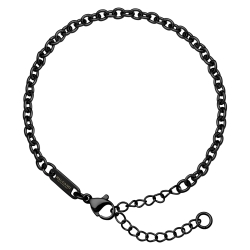 BALCANO - Cable Chain / Stainless Steel Cable Chain-Bracelet, Black PVD Plated - 3 mm