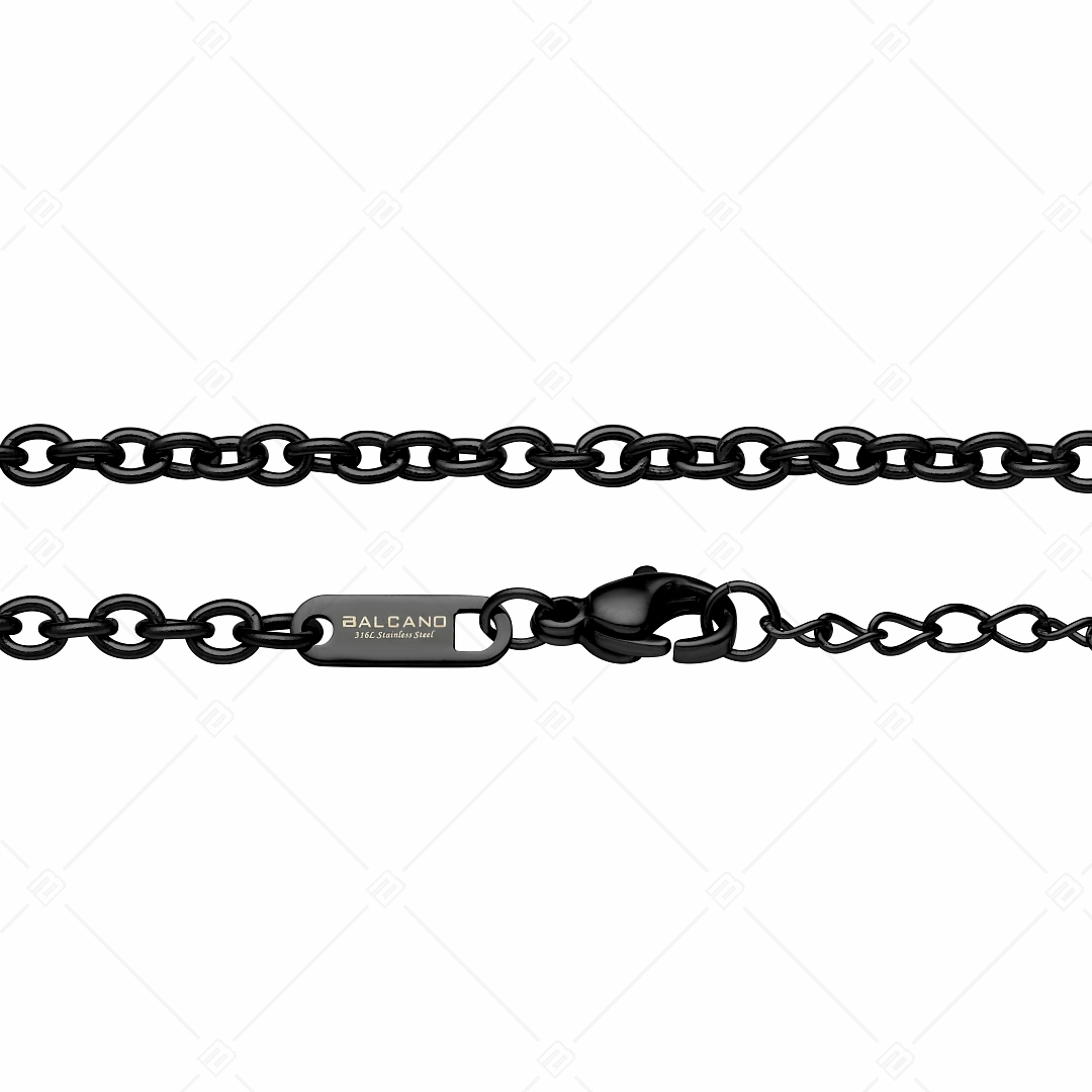 BALCANO - Cable Chain / Edelstahl Ankerkette-Armband mit schwarzer PVD-Beschichtung - 3 mm (441235BC11)