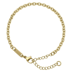 BALCANO - Cable Chain / Stainless Steel Cable Chain-Bracelet, 18K Gold Plated - 3 mm