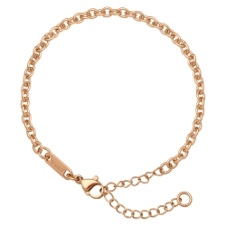 BALCANO - Cable Chain / Stainless Steel Cable Chain-Bracelet, 18K Rose Gold Plated - 3 mm