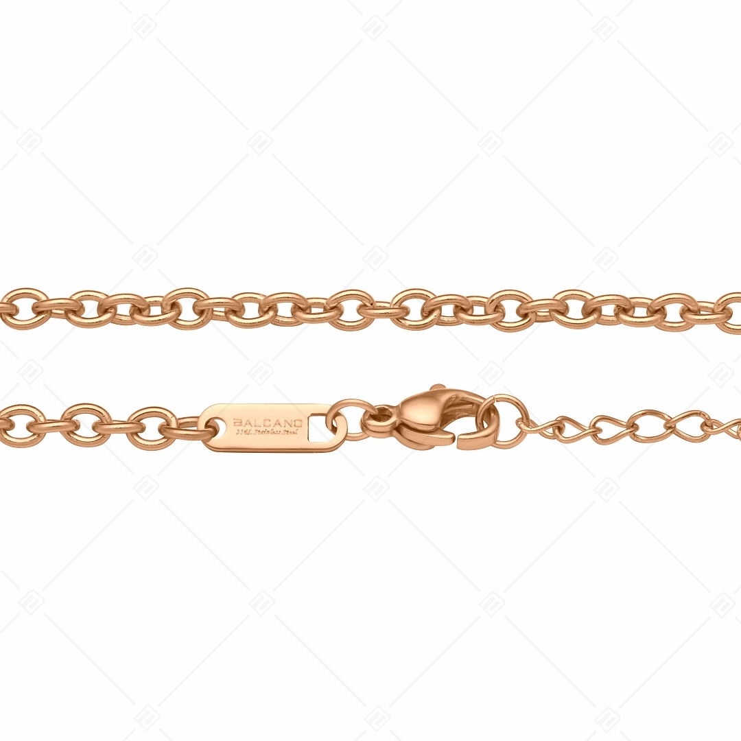 BALCANO - Cable Chain / Stainless Steel Cable Chain-Bracelet, 18K Rose Gold Plated - 3 mm (441235BC96)
