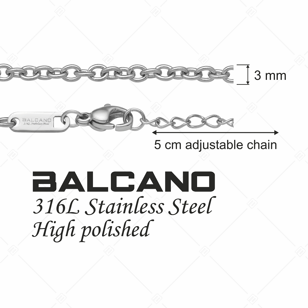 BALCANO - Cable Chain / Bracelet d'ancre en acier inoxydable avec hautement polie - 3 mm (441235BC97)