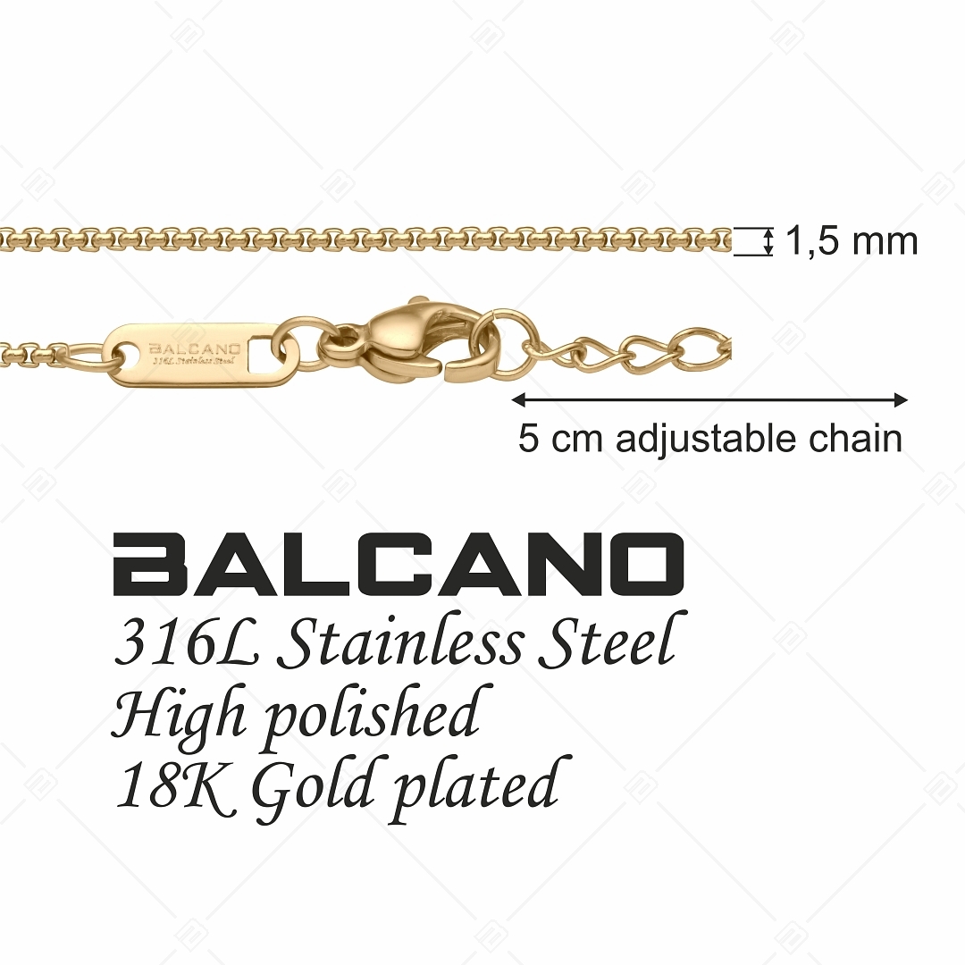 BALCANO - Round Venetian / Stainless Steel Round Venetian Chain-Bracelet, 18K Gold Plated - 1,5 mm (441242BC88)