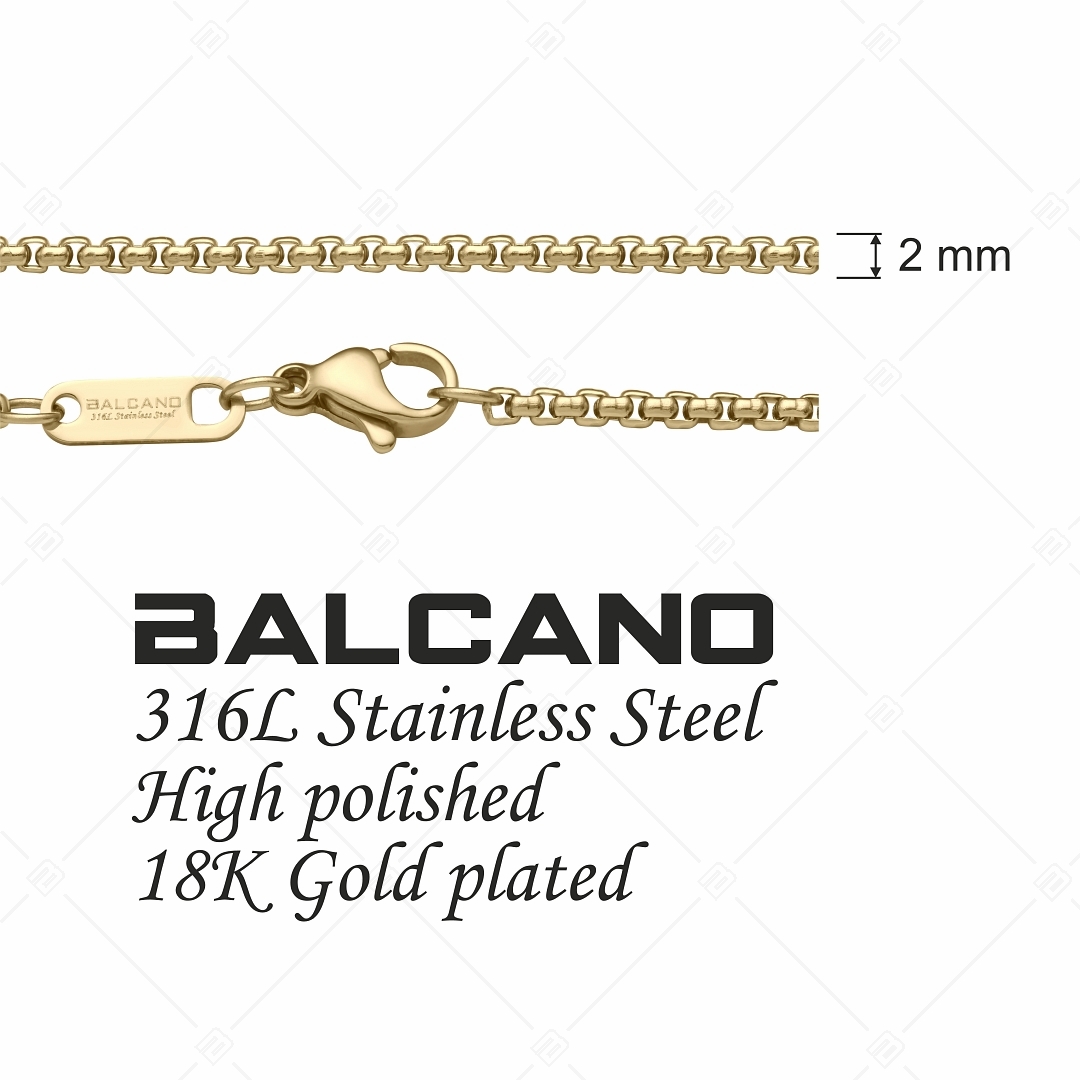BALCANO - Round Venetian / Stainless Steel Round Venetian Chain-Bracelet, 18K Gold Plated - 2 mm (441243BC88)