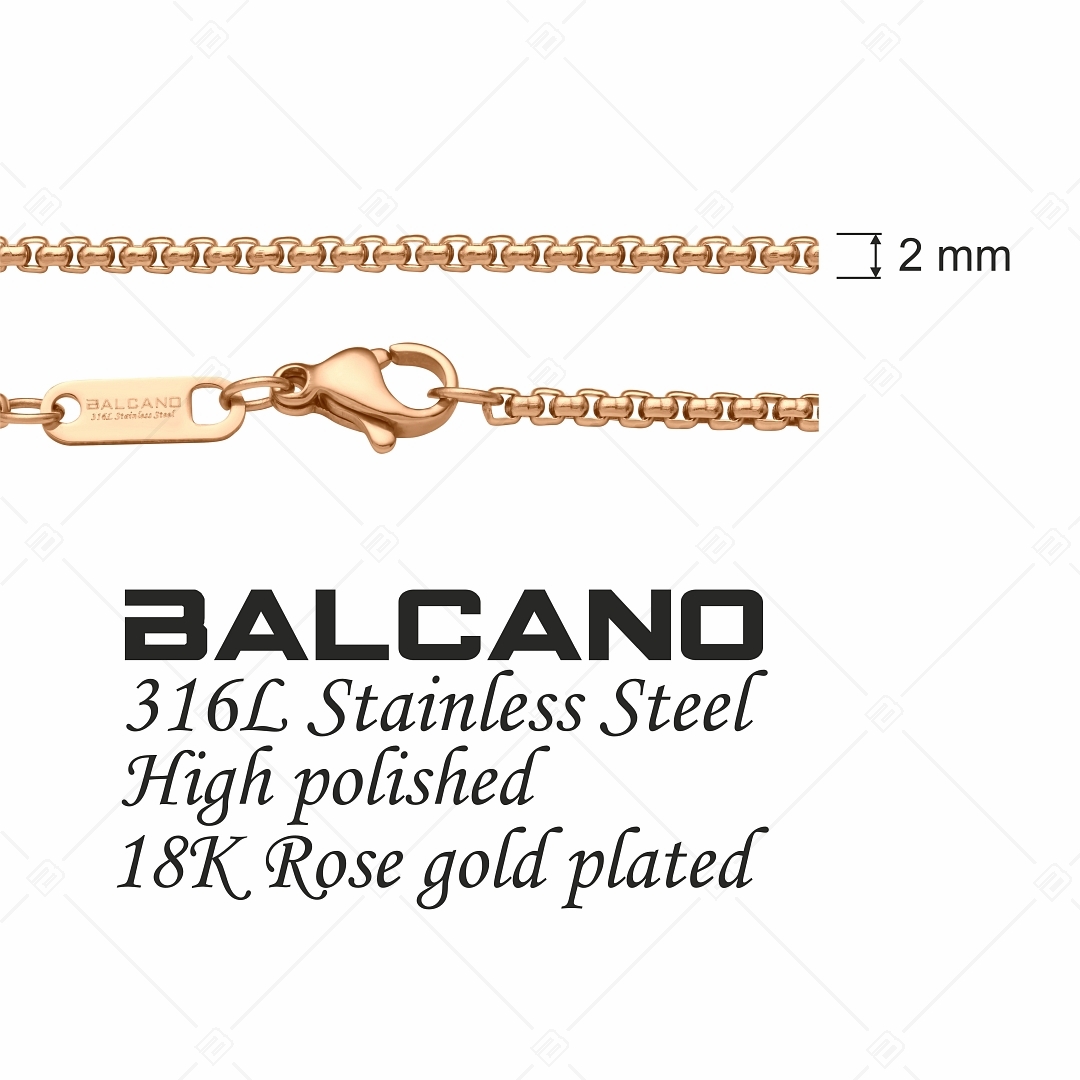 BALCANO - Round Venetian / Edelstahl Venezianer Runde Ketten-Armband mit 18K Rosévergoldung - 2 mm (441243BC96)