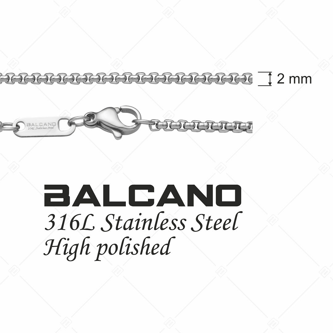BALCANO - Round Venetian / Edelstahl Venezianer Runde Ketten-Armband mit Spiegelglanzpolierung - 2 mm (441243BC97)