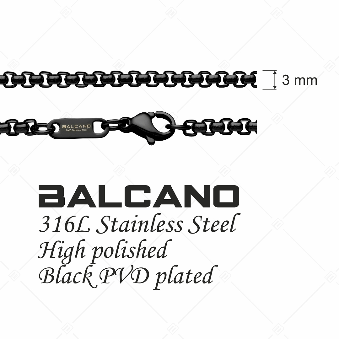 BALCANO - Round Venetian / Bracelet cube vénitien arrondi  avec revêtement en PVD noir - 3 mm (441245BC11)
