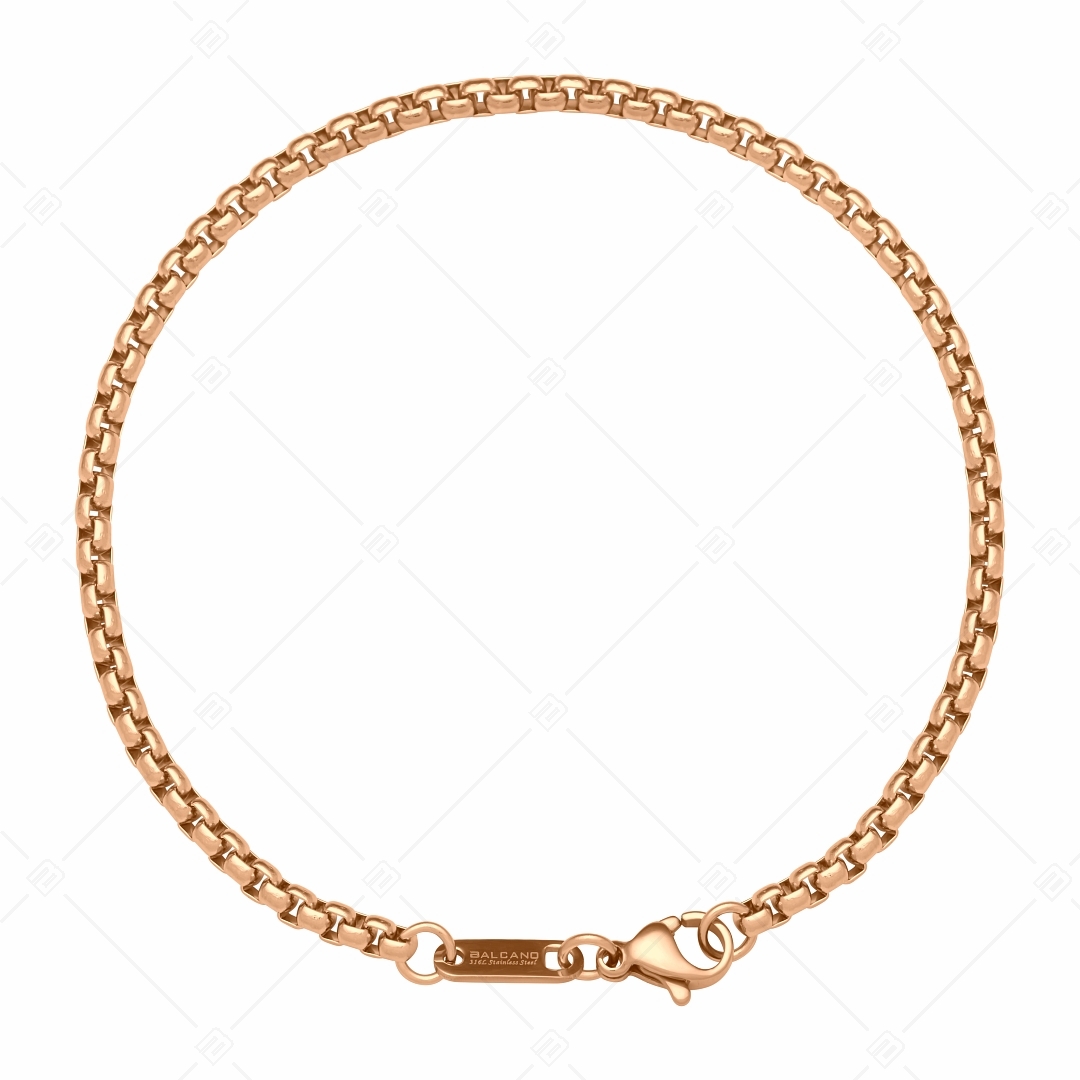 BALCANO - Round Venetian / Stainless Steel Round Venetian Chain-Bracelet, 18K Rose Gold Plated - 3 mm (441245BC96)