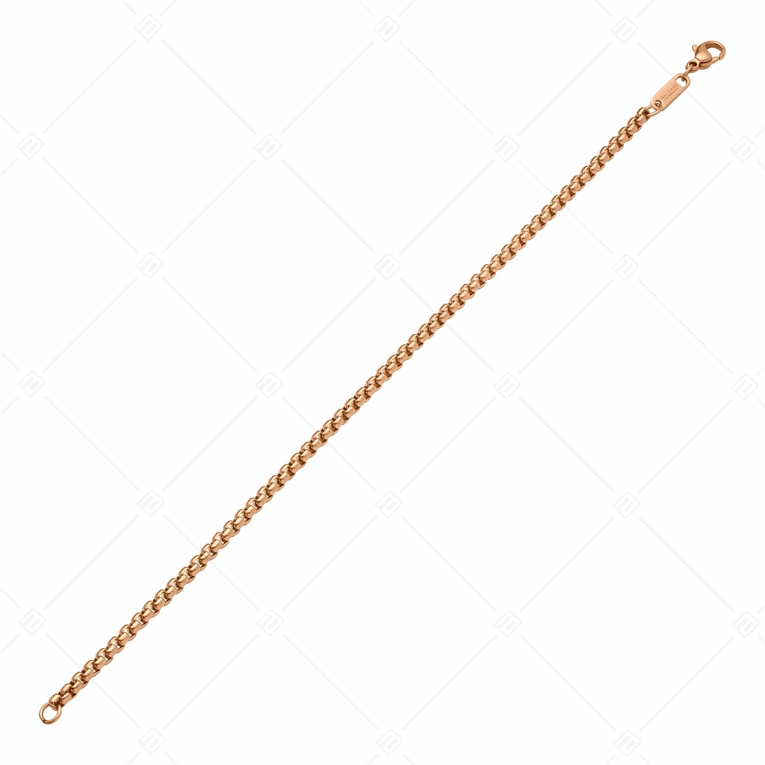 BALCANO - Round Venetian / Stainless Steel Round Venetian Chain-Bracelet, 18K Rose Gold Plated - 3 mm (441245BC96)
