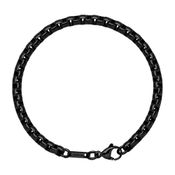 BALCANO - Round Venetian / Bracelet cube vénitien avec maille arrondie en acier inoxydable, plaqué PVD noir - 5 mm