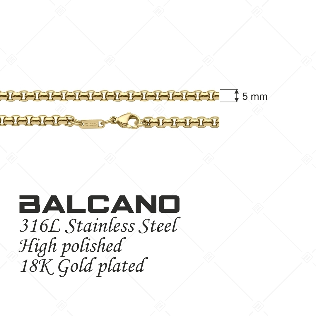 BALCANO - Round Venetian / Stainless Steel Round Venetian Chain-Bracelet, 18K Gold Plated - 5 mm (441247BC88)
