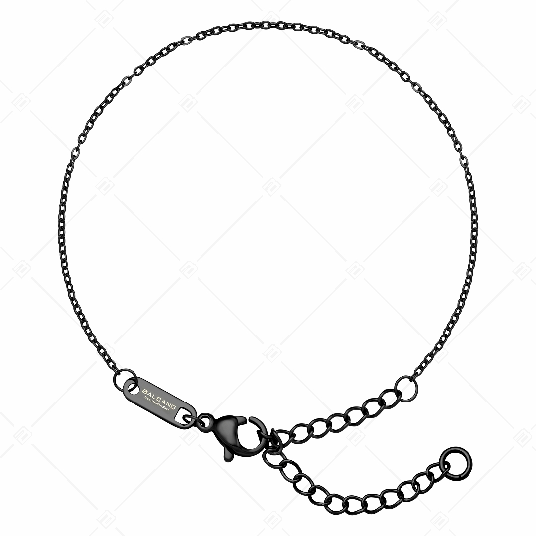 BALCANO - Flat Cable / Stainless Steel Flattened Cable Chain-Bracelet, Black PVD Plated - 1,2 mm (441251BC11)