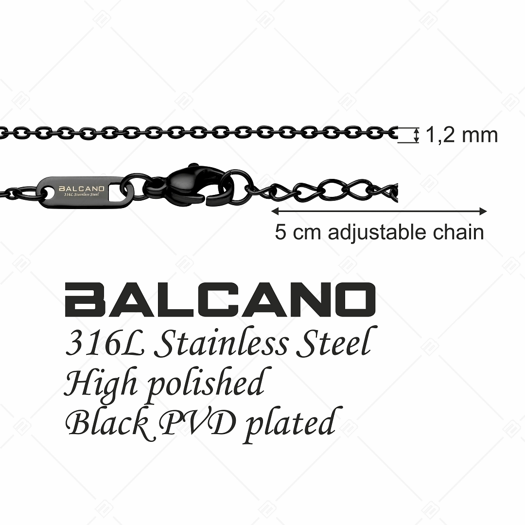 BALCANO - Flat Cable / Bracelet d'ancre à maillon plat en acier inoxydable avec plaqué PVD noir- 1,2 mm (441251BC11)