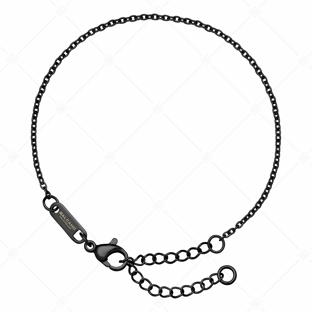 BALCANO - Flat Cable / Stainless Steel Flattened Cable Chain-Bracelet, Black PVD Plated - 1,5 mm (441252BC11)