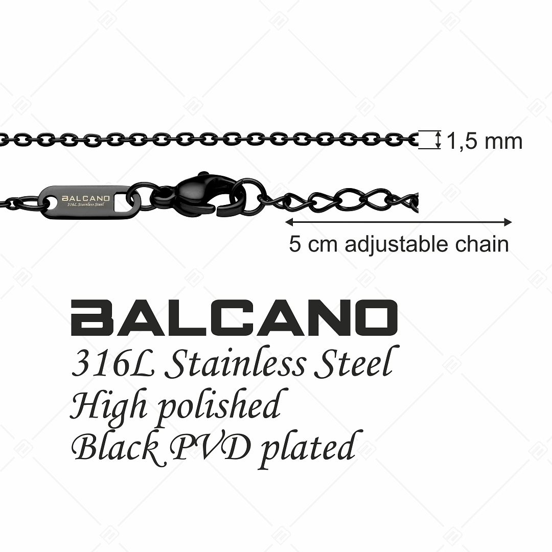 BALCANO - Flat Cable / Edelstahl Flache Ankerkette-Armband mit schwarzer PVD-Beschichtung - 1,5 mm (441252BC11)