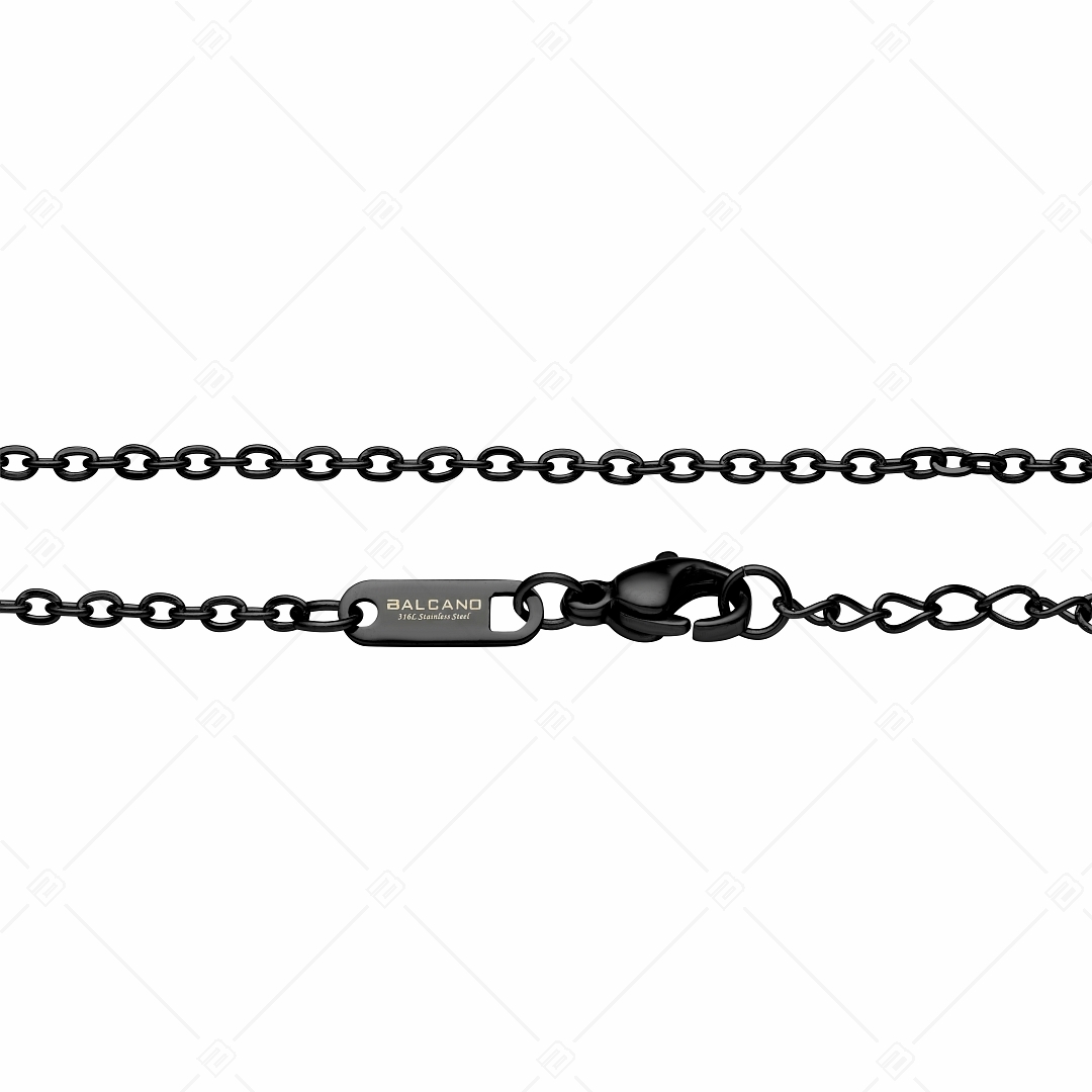 BALCANO - Flat Cable / Stainless Steel Flattened Cable Chain-Bracelet, Black PVD Plated - 2 mm (441253BC11)