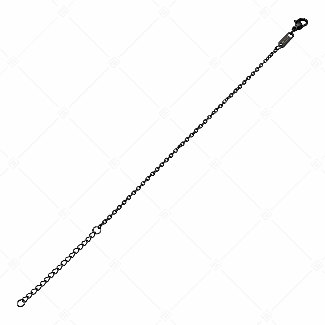 BALCANO - Flat Cable / Stainless Steel Flattened Cable Chain-Bracelet, Black PVD Plated - 2 mm (441253BC11)