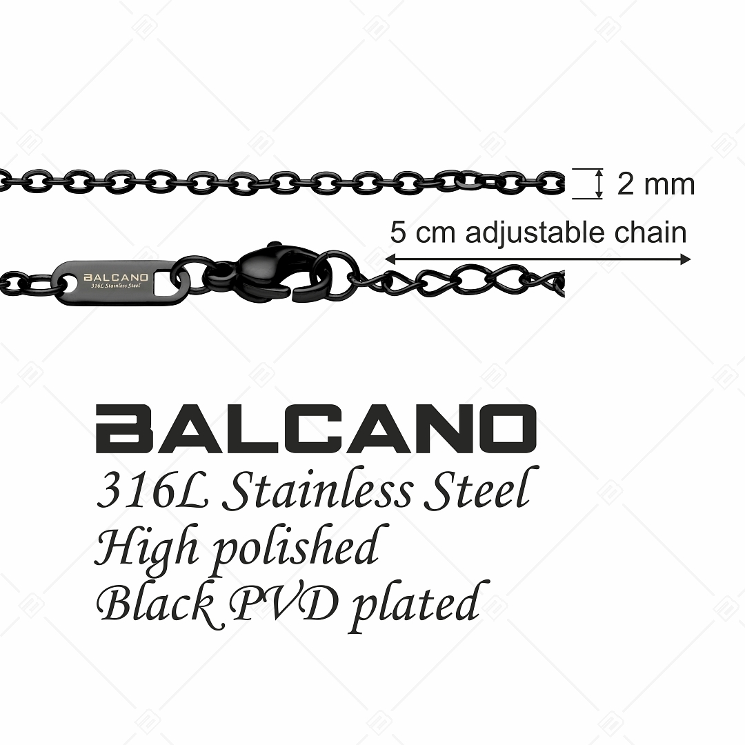 BALCANO - Flat Cable /  Edelstahl Flache Ankerkette-Armband mit schwarzer PVD-Beschichtung - 2 mm (441253BC11)