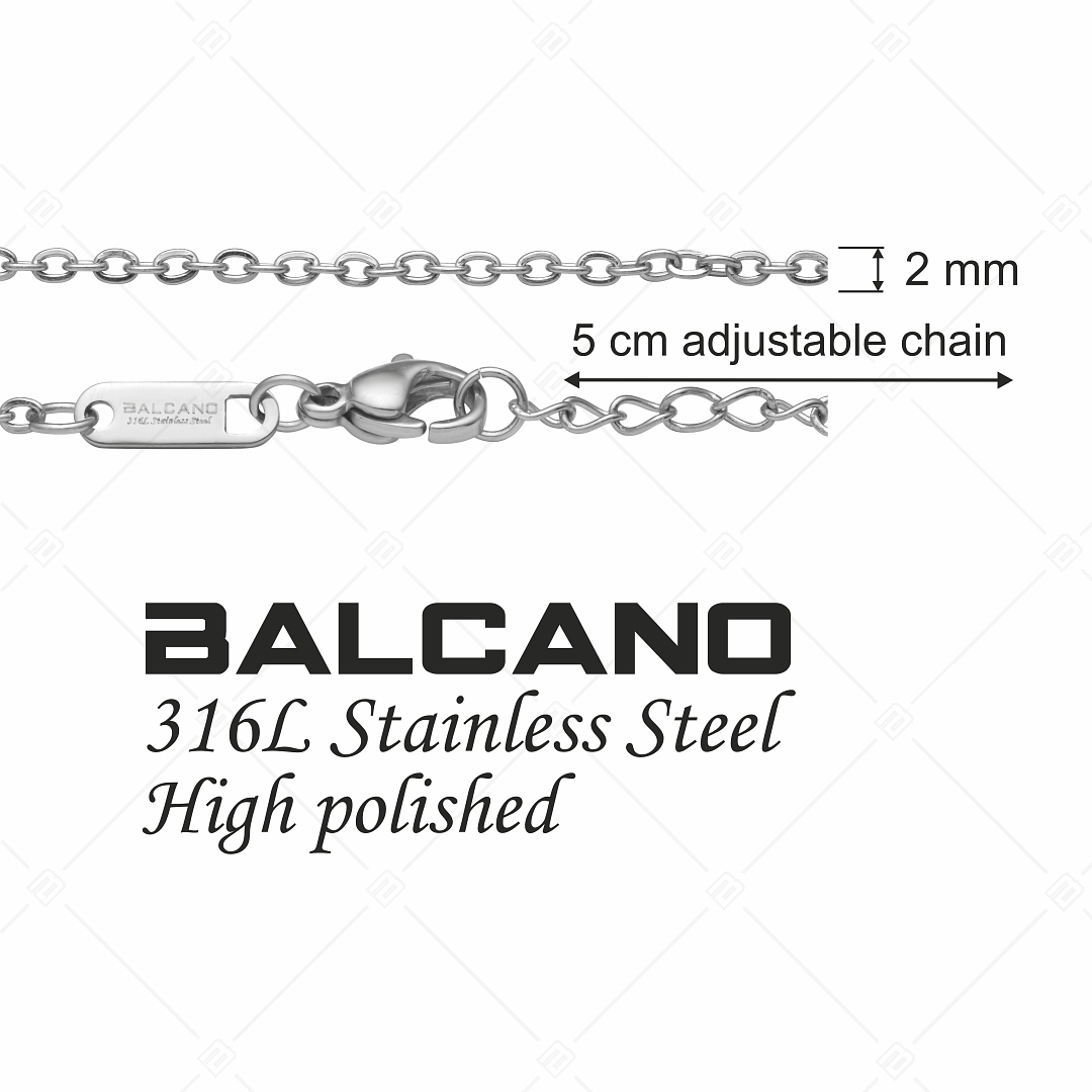 BALCANO - Flat Cable / Bracelet d'ancre à maillon plat en acier inoxydable avec hautement polie - 2 mm (441253BC97)