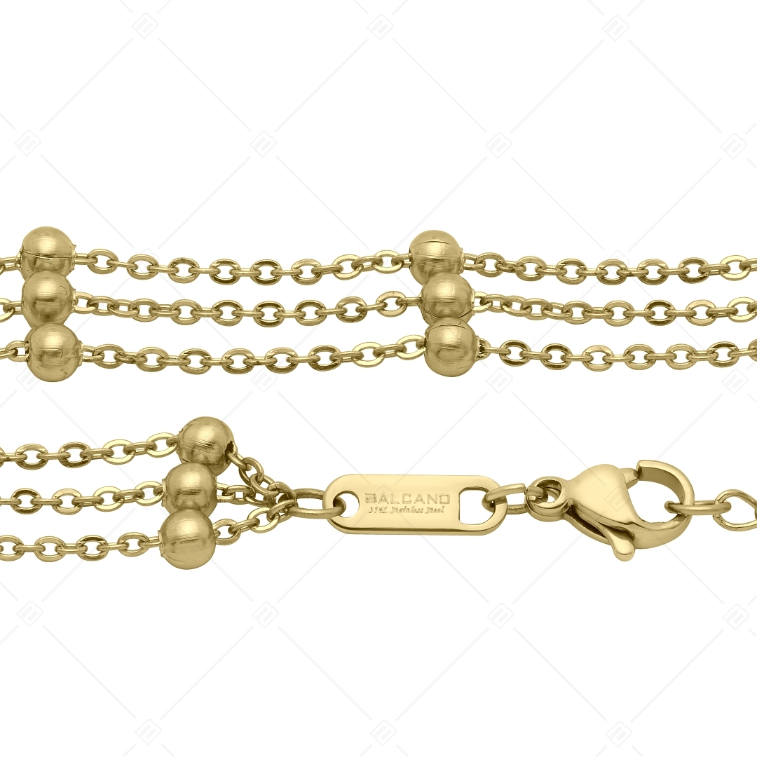 BALCANO - Beaded flat cable chain / Bracelet d'ancre à baies aplatie multi-rangs plaqué or 18K (441259BC88)