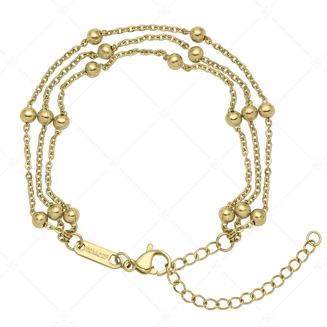 BALCANO - Beaded flat cable chain / Berry abgeflachtes mehrreihiges Anker-Armband in 18K vergoldet (441259BC88)