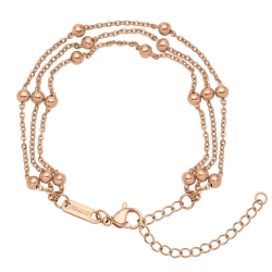 BALCANO - Beaded Cable / Edelstahl Flache mehrreihige Ankerkette-Armband mit Kugeln und 18K Roségold Beschichtung