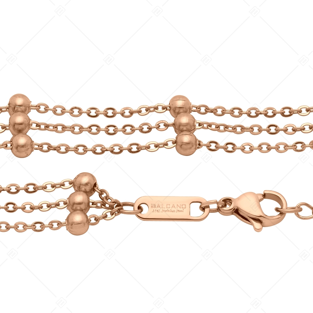 BALCANO - Beaded Cable / Stainless Steel Flat Cable Chain-Bracelet With Beads, 18K Rose Gold Plated (441259BC96)