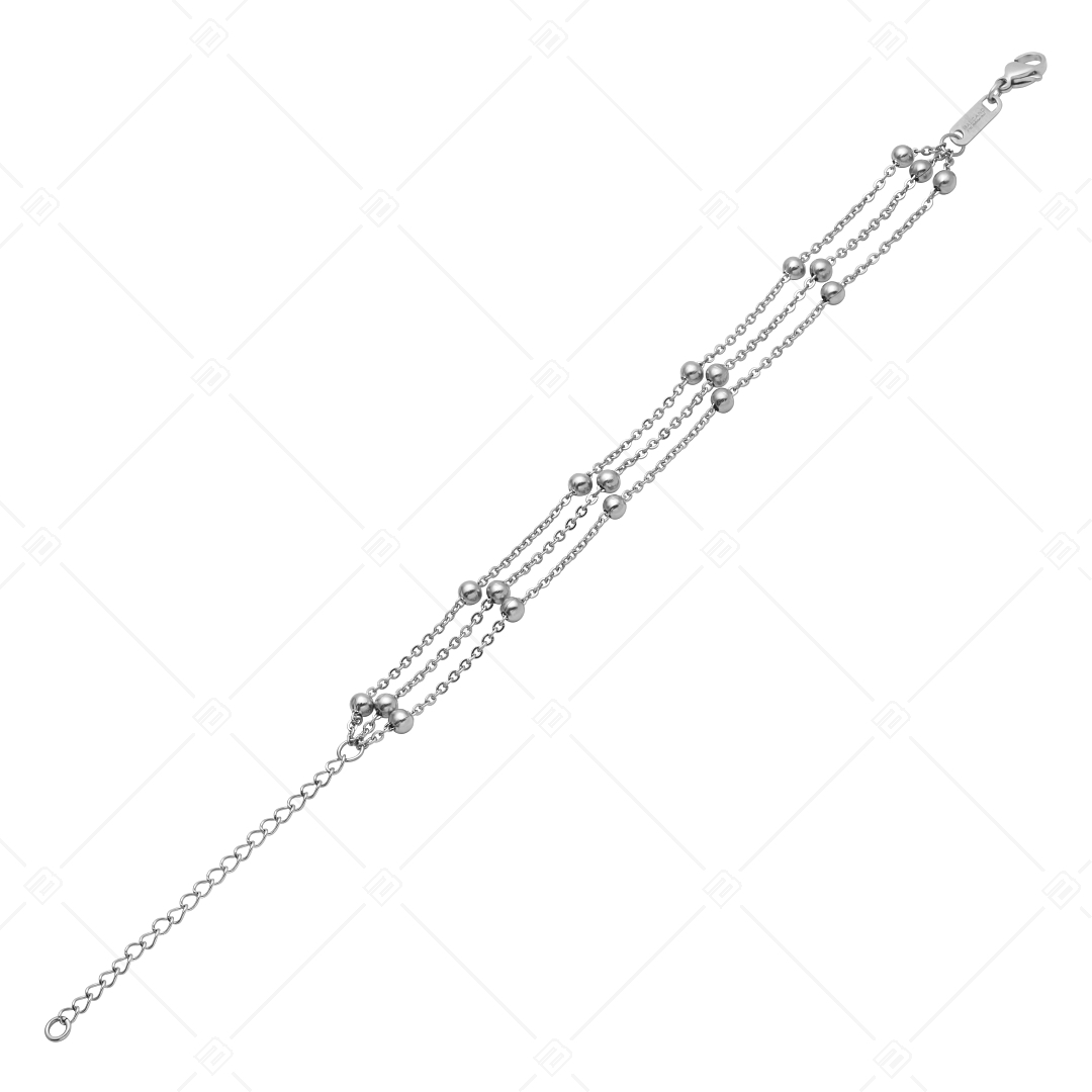 BALCANO - Beaded Cable / Edelstahl Flache mehrreihige Ankerkette-Armband mit Kugeln und Hochglanzpolierung (441259BC97)