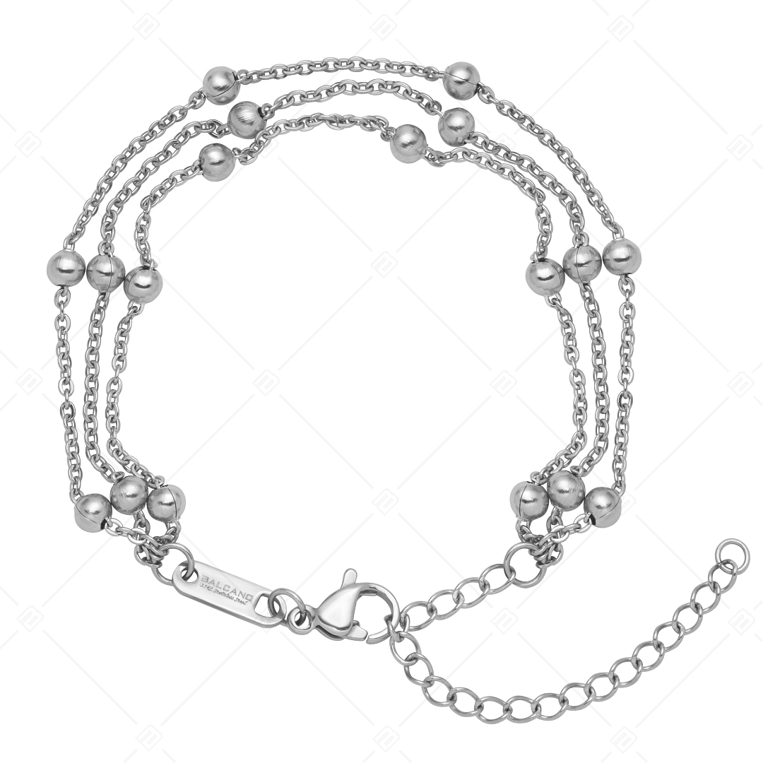 BALCANO - Beaded Cable / Bracelet d'ancres multi-rangs à baies aplaties en acier inoxydable avec hautement polie (441259BC97)