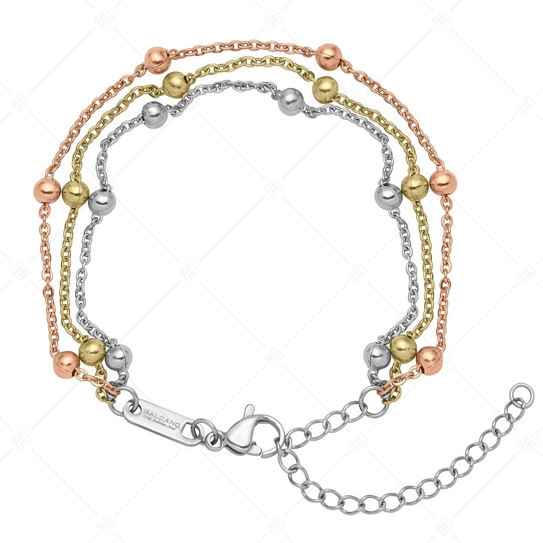 BALCANO - Beaded Cable / Bracelet d'ancres multi-rangs à baies aplaties en acier inoxydable à trois couleu (441259BC99)