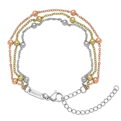 BALCANO - Beaded Cable / Stainless Steel Flat Cable Chain-Bracelet With Beads, Three Colors