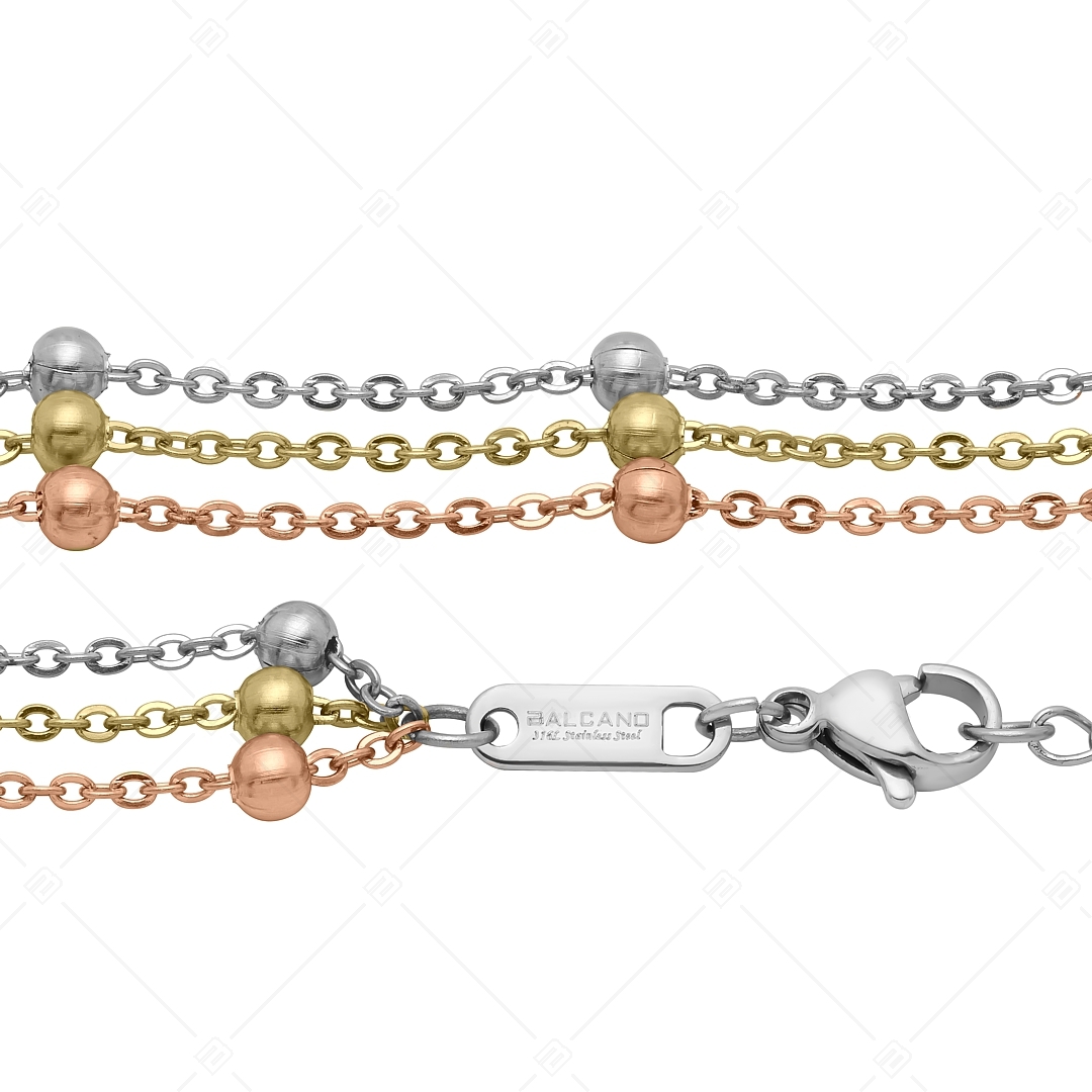 BALCANO - Beaded Cable / Stainless Steel Flat Cable Chain-Bracelet With Beads, Three Colors (441259BC99)