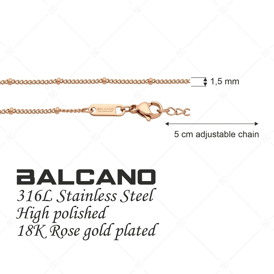 BALCANO - Saturn / Bracelet Pancer maillons à baies en acier inoxydable plaqué or rose 18K - 1,5 mm (441262BC96)