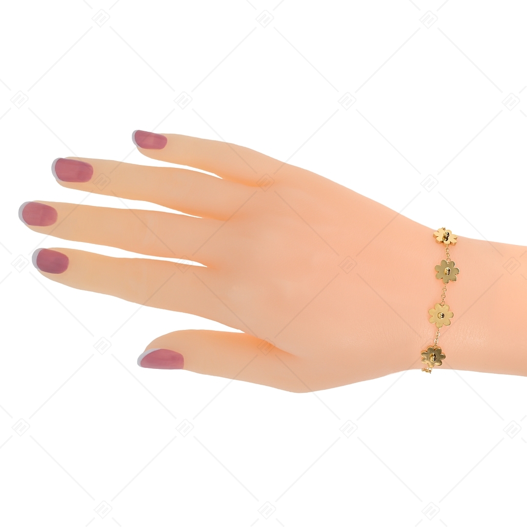 BALCANO - Marguerite / Edelstahl Kettenarmband mit Gänseblümchen, 18K Gold Beschichtung (441276BC88)