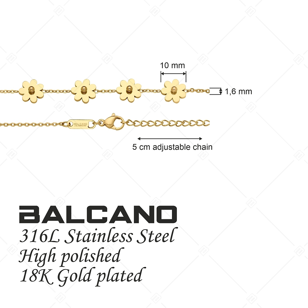 BALCANO - Marguerite / Stainless Steel Bracelet With Daisy Shape, 18K Gold Plated (441276BC88)