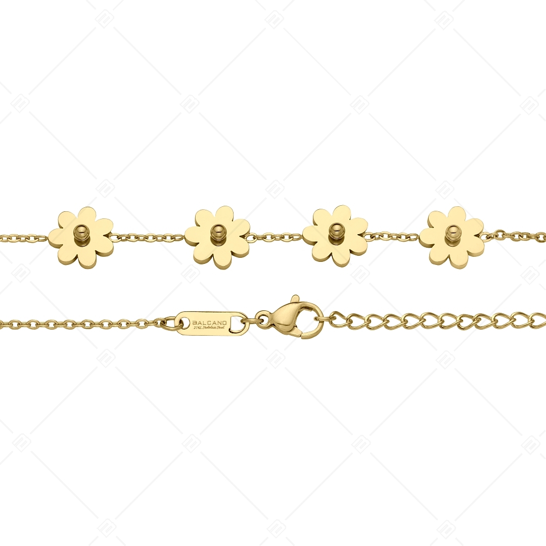 BALCANO - Marguerite / Edelstahl Kettenarmband mit Gänseblümchen, 18K Gold Beschichtung (441276BC88)