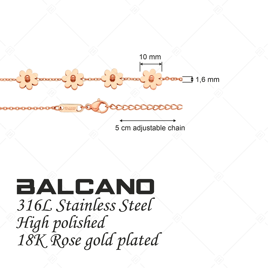 BALCANO - Marguerite / Edelstahl Kettenarmband mit Gänseblümchen, 18K Roségold Beschichtung (441276BC96)