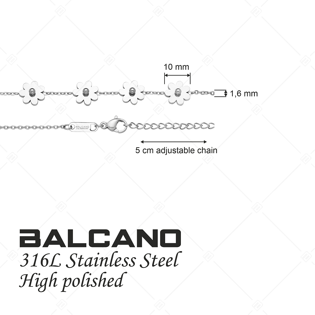 BALCANO - Marguerite / Edelstahl Kettenarmband mit Gänseblümchen, Hochglanzpolierung (441276BC97)