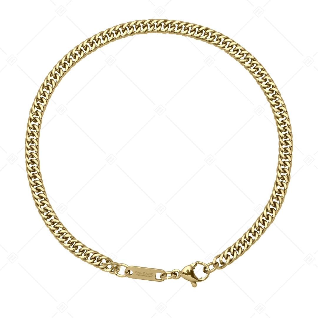 BALCANO - Double Curb / Stainless Steel Double Curb Chain-Bracelet, 18K Gold Plated - 4 mm (441287BC88)