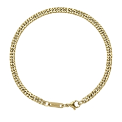 BALCANO - Double Curb / Stainless Steel Double Curb Chain-Bracelet, 18K Gold Plated - 4 mm