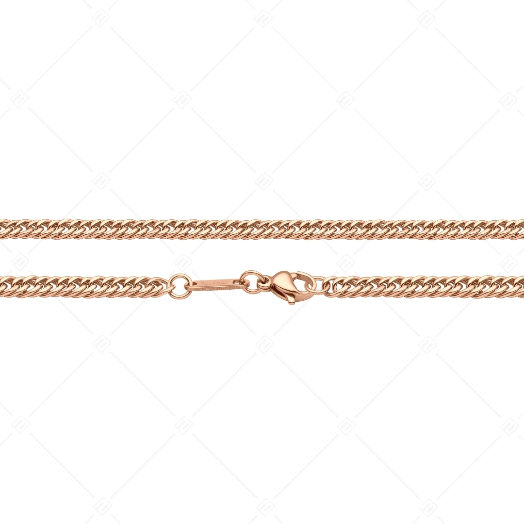 BALCANO - Double Curb / Stainless Steel Double Curb Chain-Bracelet, 18K Rose Gold Plated - 4 mm (441287BC96)