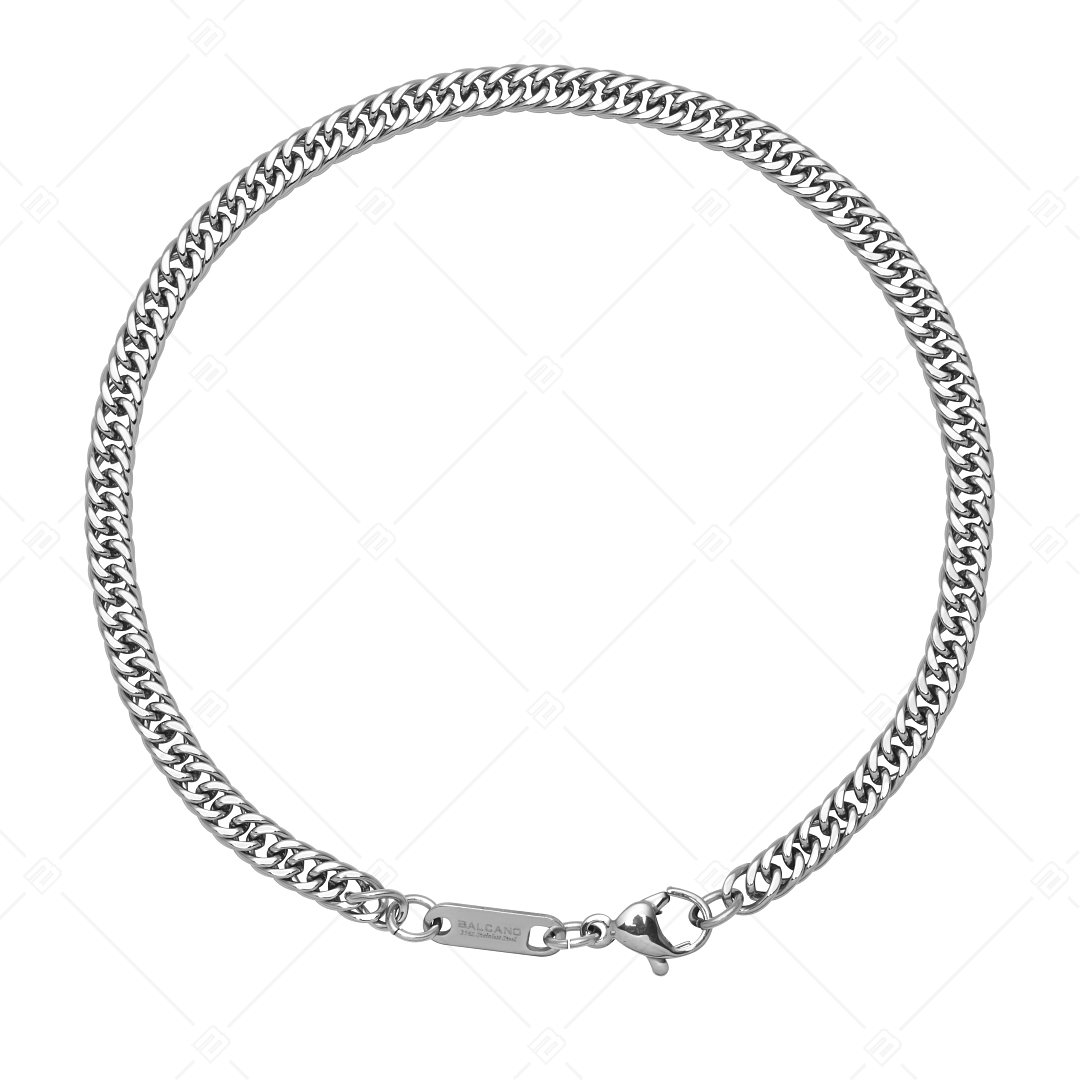 BALCANO - Duble Curb  / Double bracelet type pancer en acier inoxydable avec hautement polie - 4 mm (441287BC97)