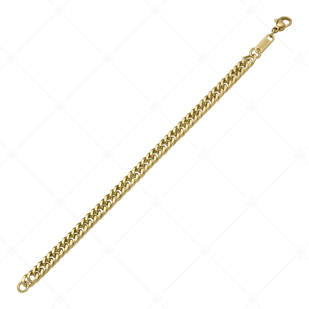 BALCANO - Double Curb / Double bracelet pancer en acier inoxydable plaqué or 18K - 6 mm (441288BC88)