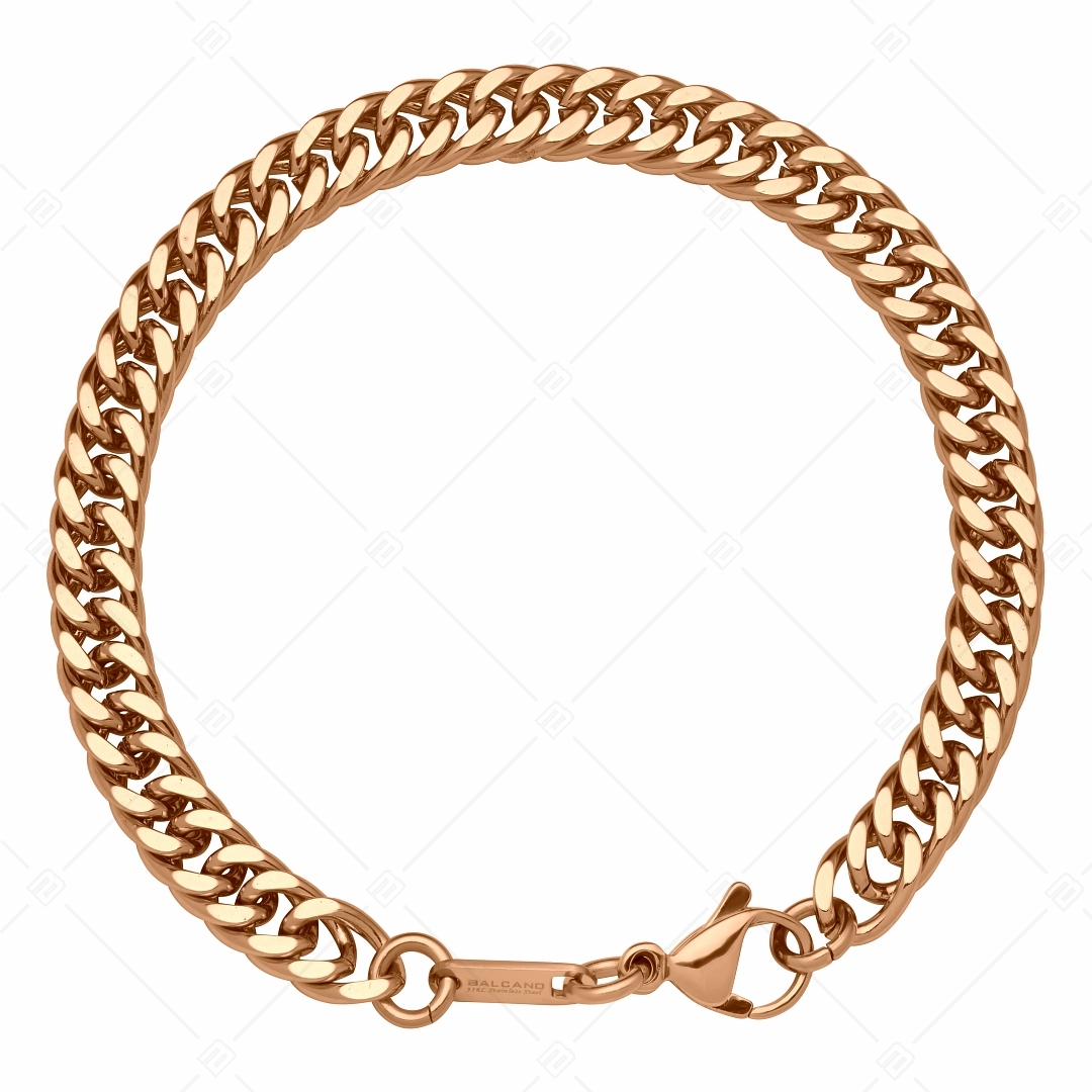 BALCANO - Double Curb / Stainless Steel Double Curb Chain-Bracelet, 18K Rose Gold Plated - 4 mm (441288BC96)