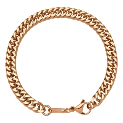 BALCANO - Double Curb / Stainless Steel Double Curb Chain-Bracelet, 18K Rose Gold Plated - 6 mm