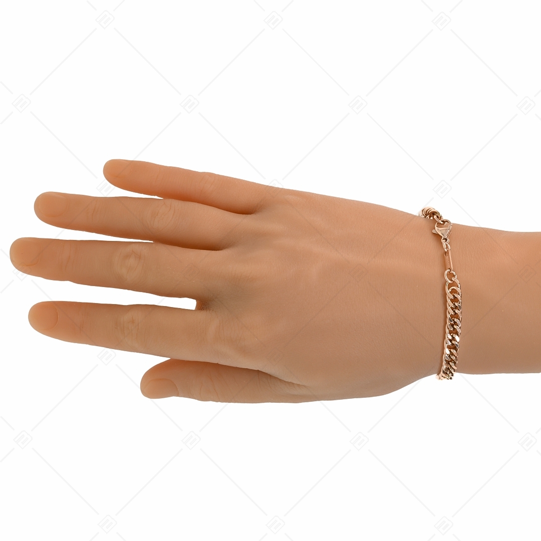 BALCANO - Double Curb / Double bracelet pancer en acier inoxydable plaqué or rose 18K - 6 mm (441288BC96)