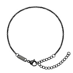 BALCANO - Belcher / Bracelet  type chaîne à maille rolo en acier inoxydable avec plaqué PVD noir - 1,5 mm