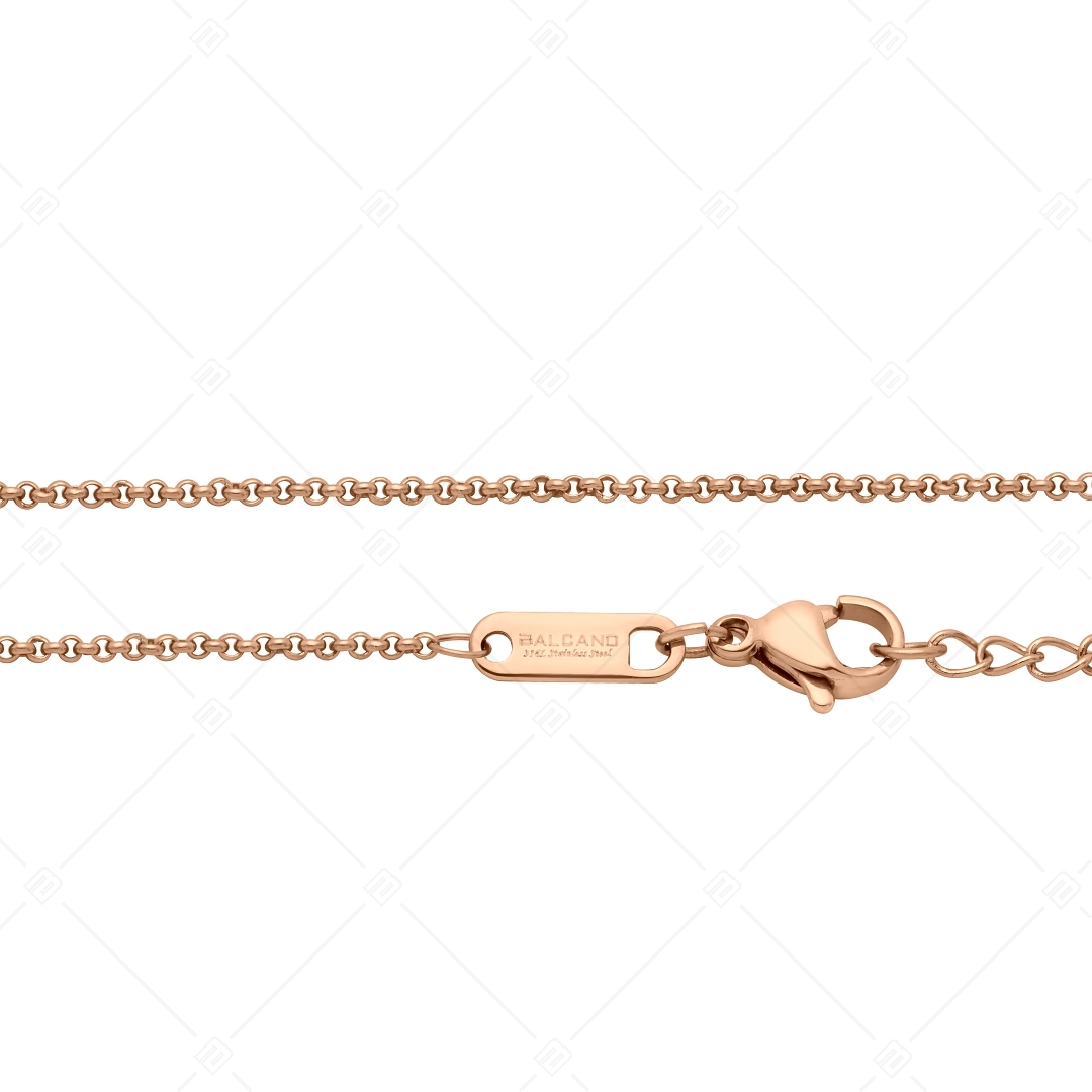 BALCANO - Belcher / Bracelet type chaîne à maille rolo en acier inoxydable plaqué or rose 18K - 1,5 mm (441302BC96)