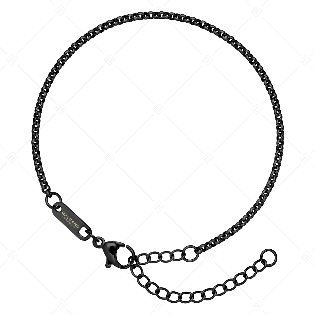 BALCANO - Belcher / Bracelet type chaîne à maille rolo en acier inoxydable avec revêtement PVD noir - 2 mm (441303BC11)